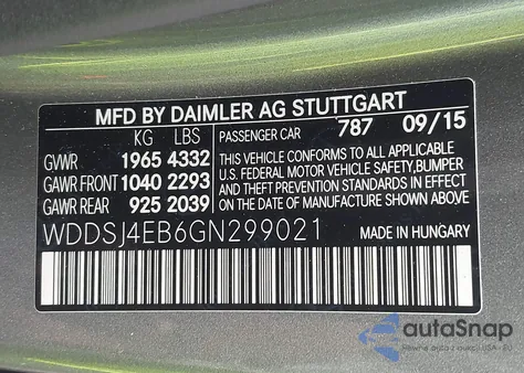2016 Mercedes-Benz Cla 250 from USA, damaged, VIN WDDSJ4EB6GN299021